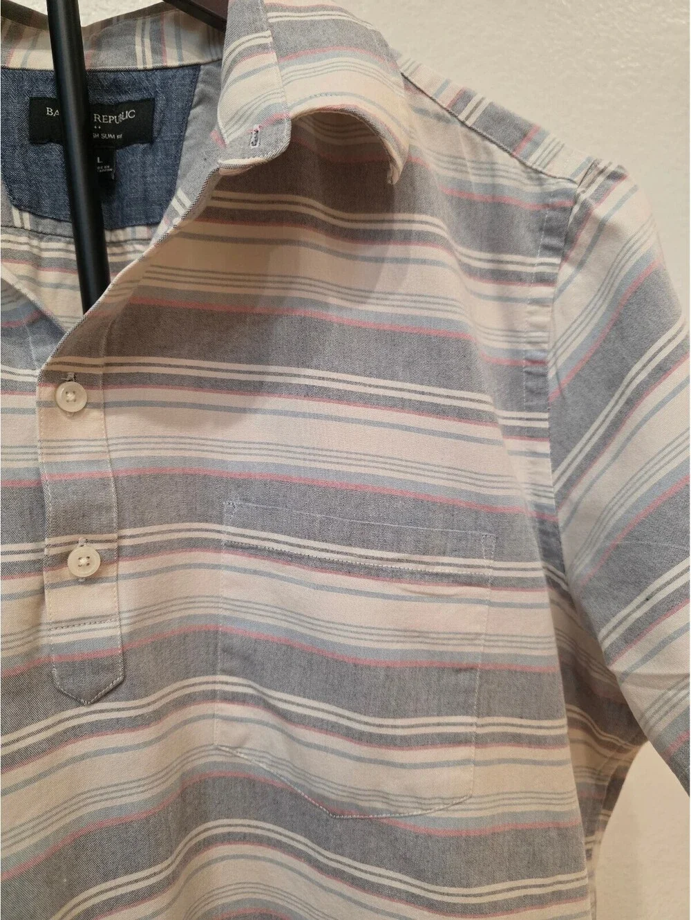 Banana Republic Striped Short Sleeve Polo Shirt - LARGE